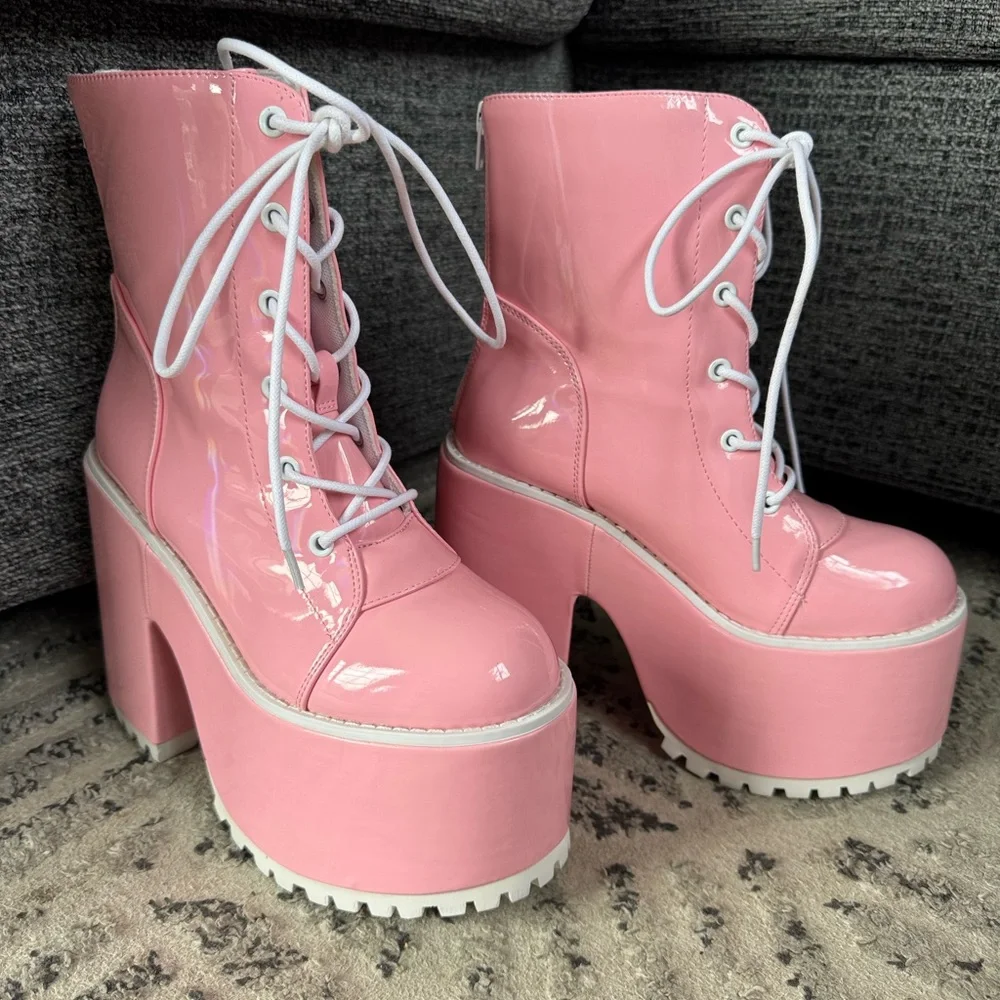 & Other Stories Pink Platform Lace-Up Shoes - Picture 2 of 7